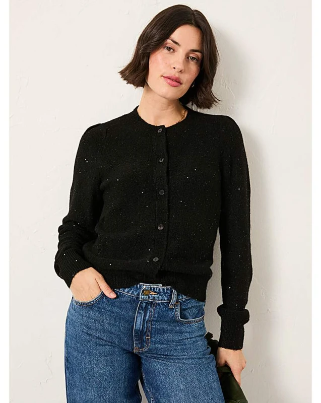 Image of FatFace Fatface Jasmine Sparkle Cardigan Black - FatFace - Size: 24 Black Female 24 PV35708