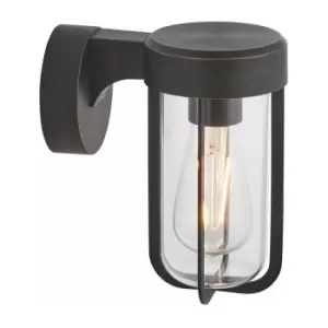 Image of Loops - Brushed Bronze Outdoor Wall Light with Clear Glass Shade - IP44 Rated - LED Bulb