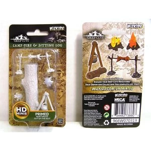 Image of WizKids Deep Cuts Unpainted Miniatures - Camp Fire & Sitting Log