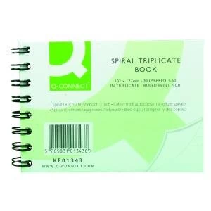 Image of Q-Connect Feint Ruled Wirebound Triplicate Book 102x127mm KF01343
