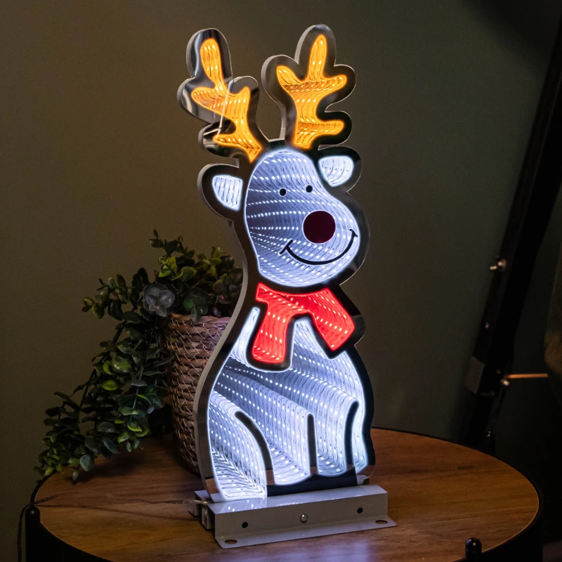 Image of 40cm Infinity Standing Christmas Reindeer with Metal Base, White and Red LEDs