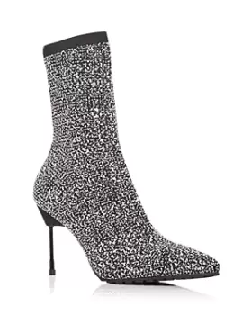Image of Kurt Geiger London Womens Barbican Glitter Knit High Heel Booties