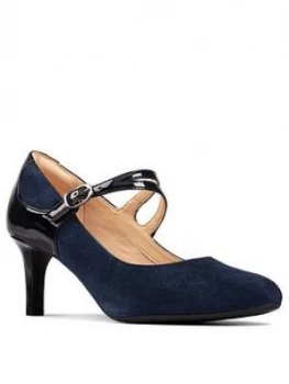 Image of Clarks Dancer Reece Mary Jane Heeled Shoe - Navy