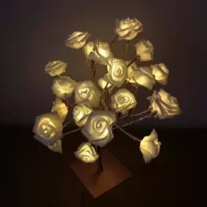 Image of 45cm Lit White Flower Tree Table Centrepiece Decoration with Warm White LEDs