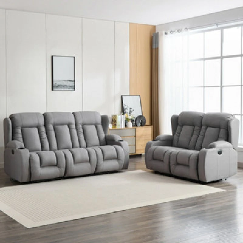 Image of More4Homes Caesar 2+3 Seater Grey Technology Fabric Modern Electric Recliner Sofa Set
