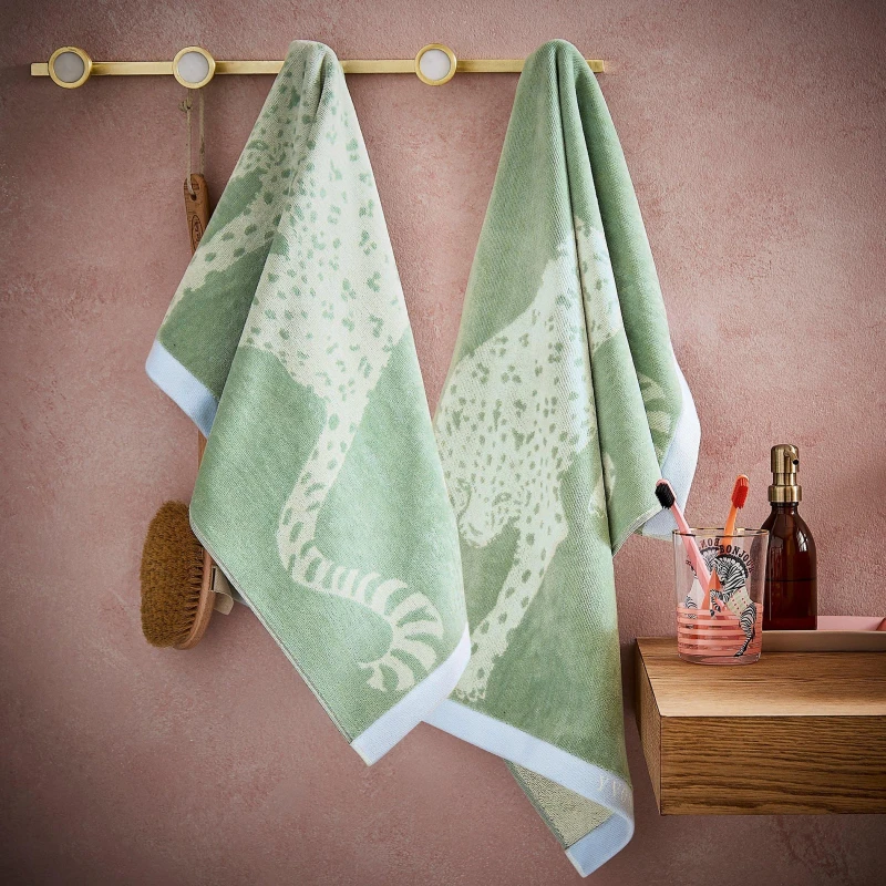 Image of Yvonne Ellen YE Leopard Hand Towel 99 Fresh Sage unisex Sheet