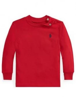 Image of Ralph Lauren Baby Boys Classic Long Sleeve T-Shirt - Red, Size 9 Months