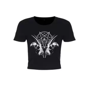 Image of Grindstore Ladies/Womens Goat Skull Pentagram Crop Top (Large (UK 12-14)) (Black)