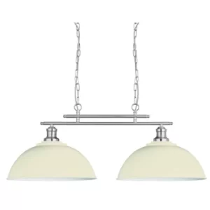 Image of Fusion 2 Light Ceiling Bar, Satin Silver, Cream Shades