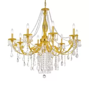 Image of Pisani Crystal Crystal Multi Arm Chandeliers 8 Light 24 Carat Gold