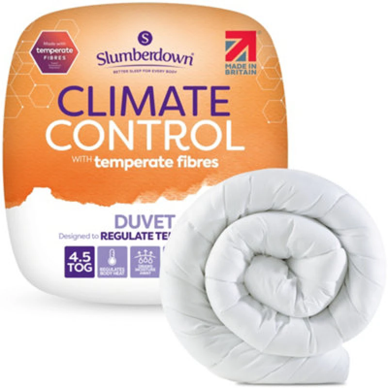 Image of Slumberdown Slumberdown Climate Control 4.5 Tog Summer Duvet in White Size: Super King White Super King Unisex 5012924071412