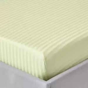 Image of Sage Green Egyptian Cotton Satin Stripe Fitted Sheet 330 Thread Count, Single - Sage Green - Sage Green - Homescapes