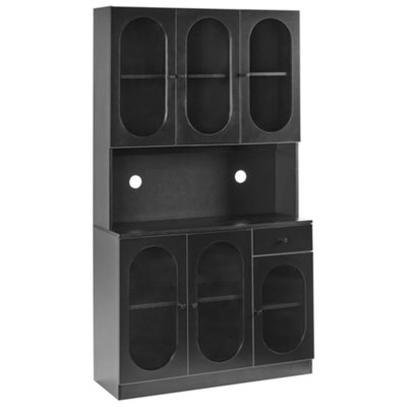 Image of Beliani Glass Display Cabinet Langford 100 Cm Black