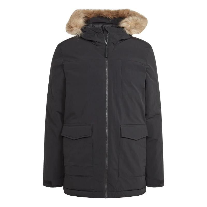 Image of adidas Hooded Fur Parka Mens - Black XS