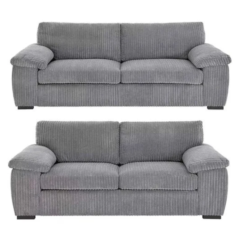 Image of LUXURY LIFE Collingdale Jumbo Cord Fabric Sofa Set Grey
