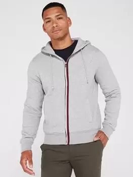 Image of Tommy Hilfiger Split Global Stripe Zip Hoody, Grey, Size XL, Men