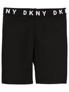 Image of DKNY Girls Logo Waistband Shorts - Black, Size Age: 14 Years, Women