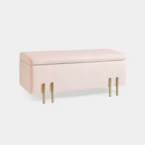 Image of Pink Velvet Storage Ottoman