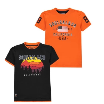 Image of SoulCal 2 Pack USA T Shirts Junior Boys - Orange/Navy