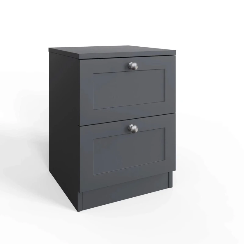 Image of FWStyle FWStyle Dark Matt Grey 2 Drawer Bedside Table Chest Grey One Size Unisex 5056413129260