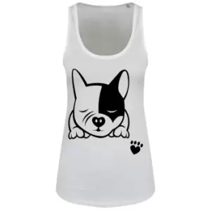 Image of Grindstore Womens/Ladies Sleepy French Bulldog Vest Top (M) (White/Black)