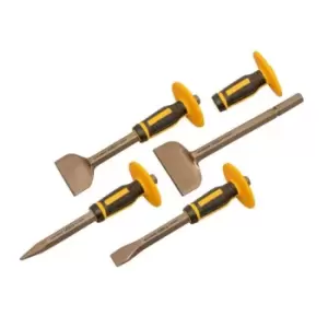 Image of Roughneck Bolster & Chisel Set with Non-Slip Guards, 4 Piece
