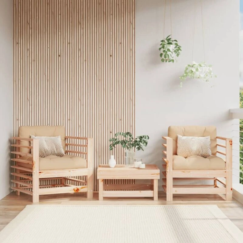 Image of VIDAXL Garden Chairs with Cushions 2 pcs Solid Wood Pine Vidaxl 8720845802776