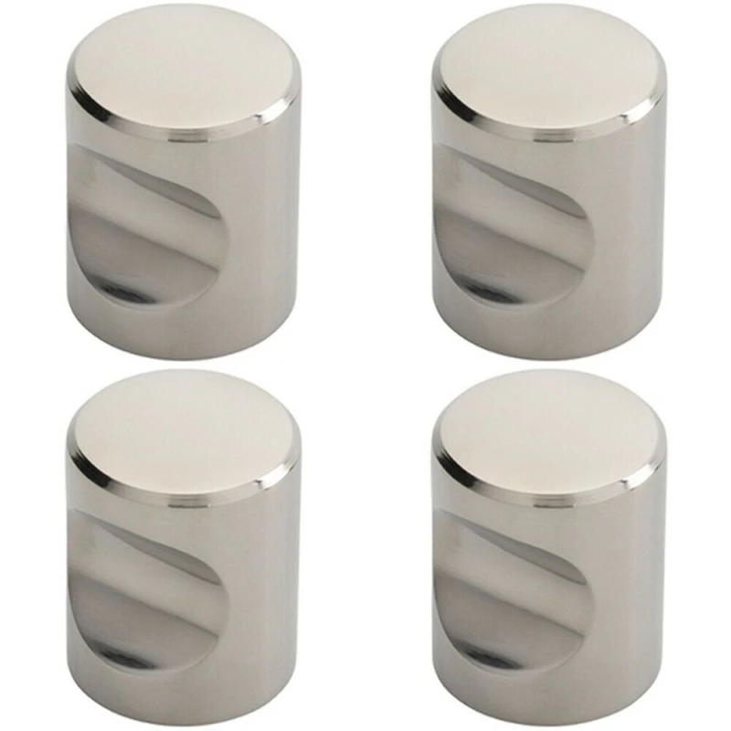 Image of Loops 4x Cylindrical Cupboard Door Knob 25mm Diameter Polished Stainless Steel Handle Metallics unisex