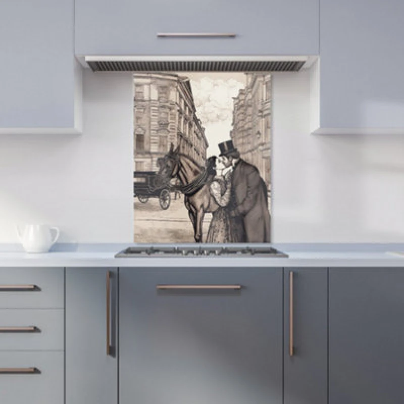 Image of Warren Reed Designer Victorian Lovers On A London Street Kitchen Splashback