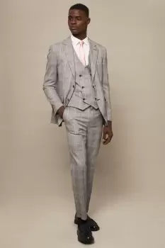 Image of Slim Fit Grey Highlight Check Suit Jacket