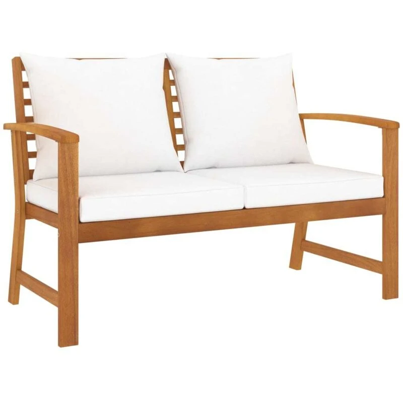 Image of VIDAXL Garden Bench 120cm with Cream Cushion Solid Wood Acacia Vidaxl 8720286875940