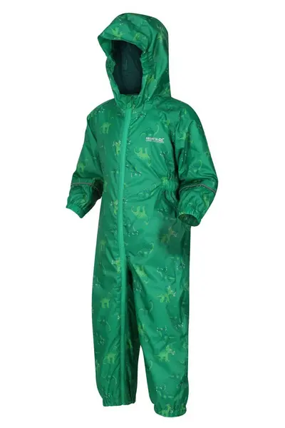 Image of Regatta Little Adventurers Pobble Waterproof Suit - Green C24-C36