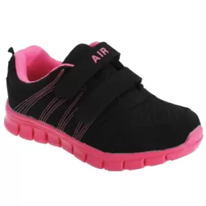 Image of Dek Childrens/Kids Air Sprint Touch Fastening Lightweight Jogger Trainers (1 UK) (Black/Fuchsia)