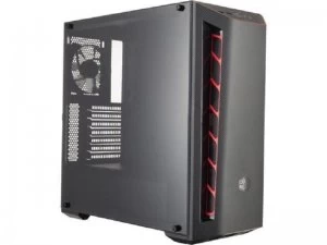 Image of Cooler Master MasterBox MB520 Mid Tower 2 x USB 3.0 Edge-to-Edge Tempered Glass Side Window Panel Black Case with Red Trim...