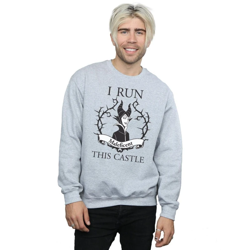 Image of Disney Men Maleficent I Run This Castle Sweatshirt in Grey Size: Small Grey S Male 5057736607992