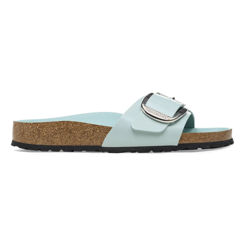 Image of Birkenstock Womens sandals Birkenstock Madrid Big Buckle Natural Leather Patent Vert Female 40 Etroit
