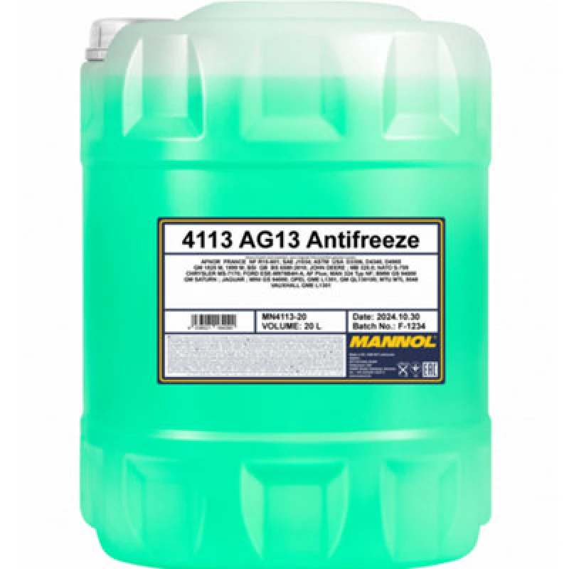 Image of Mannol Antifreeze Ag13 4113 Hightec Concentrated Coolant Fluid Protection 20L