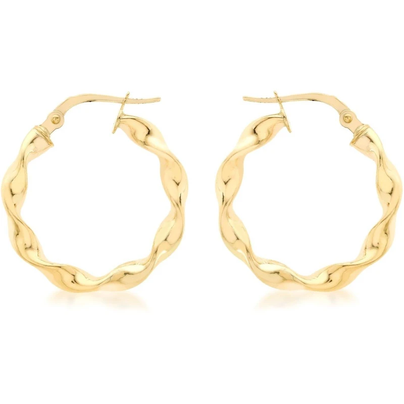 Image of Be You 9ct Gold Twist Hoops Yellow Gold female One Size