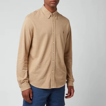 Image of Polo Ralph Lauren Mens Featherweight Mesh Shirt - Luxury Tan Heather - S