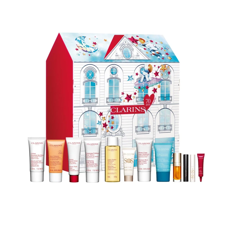 Image of Clarins Womens 12 Day Advent Calendar - Worth 162 Clear female One Size
