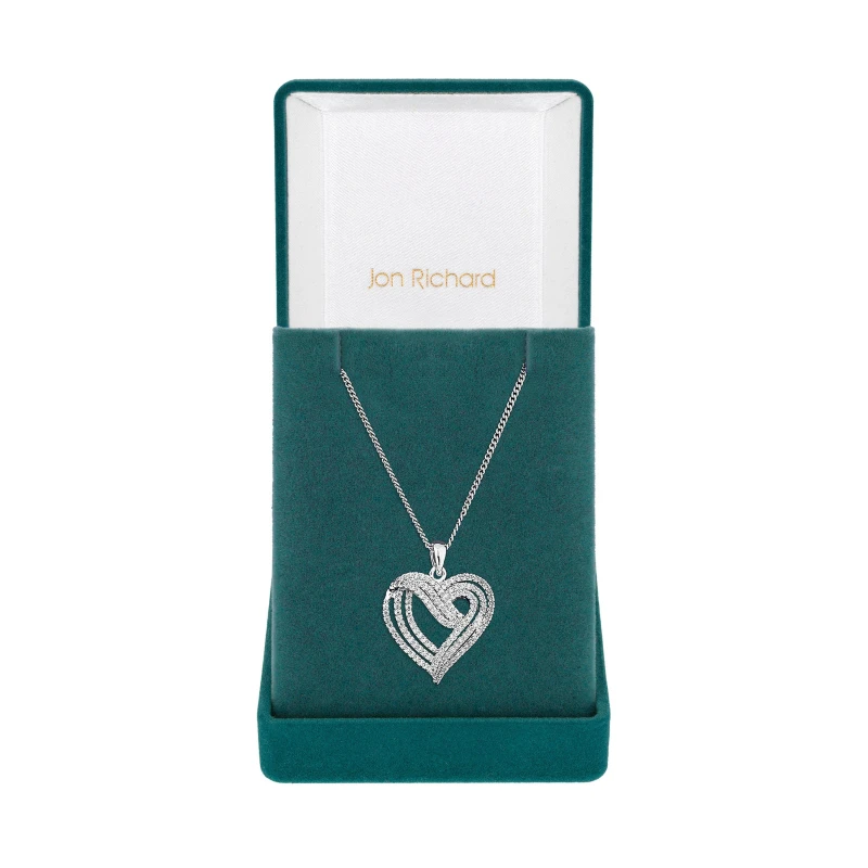 Image of Jon Richard Jon Richard Rhodium Plated Heart Pendant Necklace
