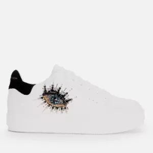 Image of Kurt Geiger London Womens Laney Eye Leather Flatform Trainers - White - UK 5