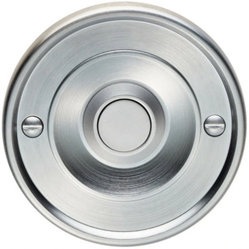 Image of Loops Decorative Door Bell Cover Satin Chrome 65 x 7mm Round Sleek Button Plate Multi unisex