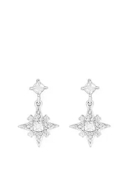 Image of Simply Silver Sterling Silver 925 Cubic Zirconia North Star Drop Earrings