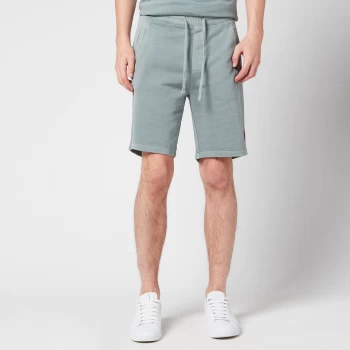 Image of Hugo Boss Logo Patch Sweat Shorts Pastel Blue Size S Men