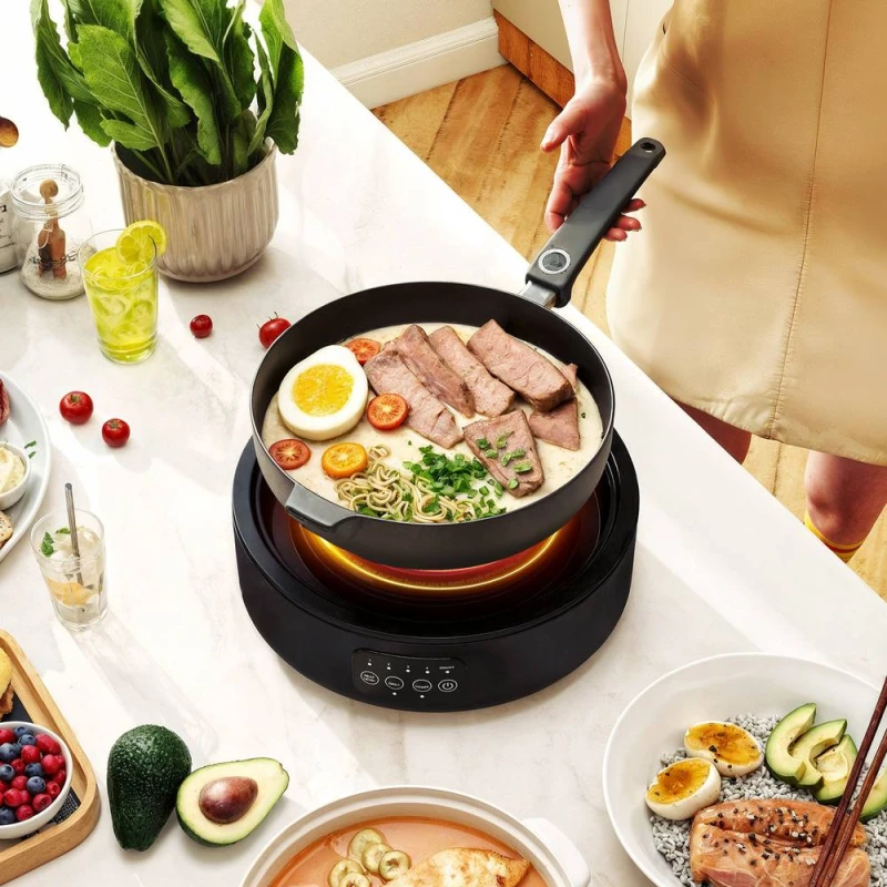 Image of HOMCOM Electric Ceramic Hob with Grill Plate with 4 Heat Levels for All Type in Black Unisex