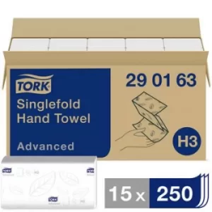 Image of TORK 290163 Zickzack Advanced Paper towels (L x W) 23cm x 25cm White 15 x 250 sheets/pack 3750 pc(s)