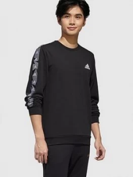 Image of Adidas Essential Tape Crew Sweatshirt - Black