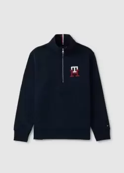Image of Tommy Hilfiger Mens Essential Monogram Half Zip Sweatshirt In Desert Sky