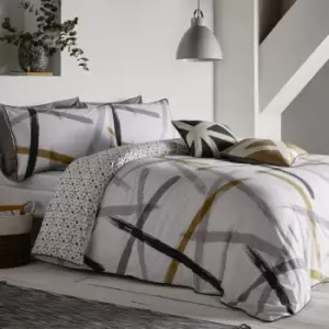 Image of Appletree Leda Abstract Print Reversible 100% Cotton Duvet Cover and Pillowcase Set Grey
